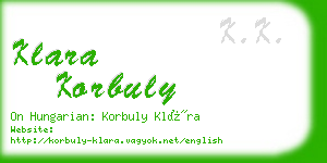 klara korbuly business card
